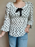 Polka Dot Puff Sleeve Top