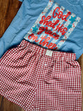 Red High Waisted Gingham Shorts